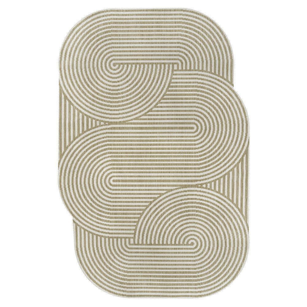 Cream/Natural 9 ft. x 12 ft. Indoor/Outdoor Shaped Area Rug. Picture 1