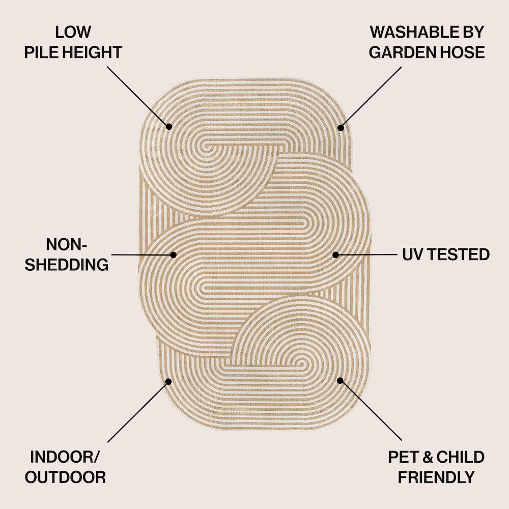 Cream/Natural 9 ft. x 12 ft. Indoor/Outdoor Shaped Area Rug. Picture 4