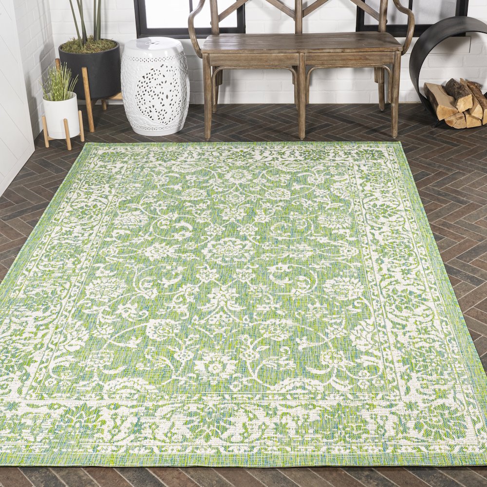 Tela Bohemian Textured Weave Floral Indoor/Outdoor Area Rug. Picture 8