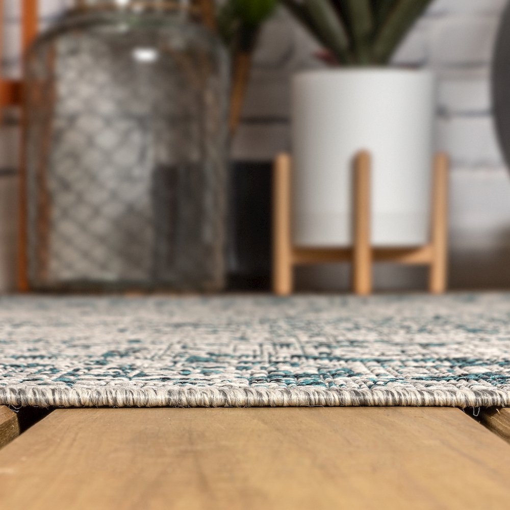 Rozetta Boho Medallion Textured Weave Indoor/Outdoor Area Rug. Picture 9