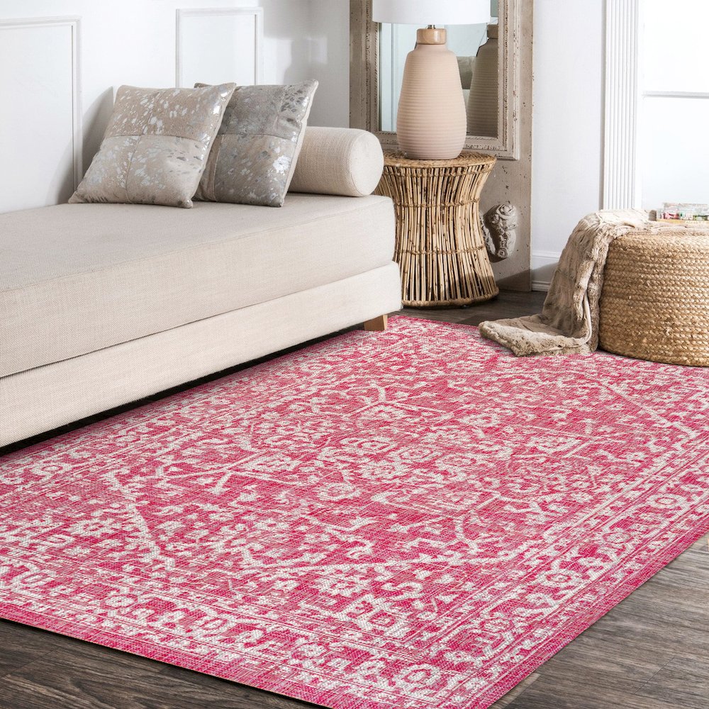 Malta Bohemian Medallion Textured Weave Indoor/Outdoor Area Rug. Picture 14