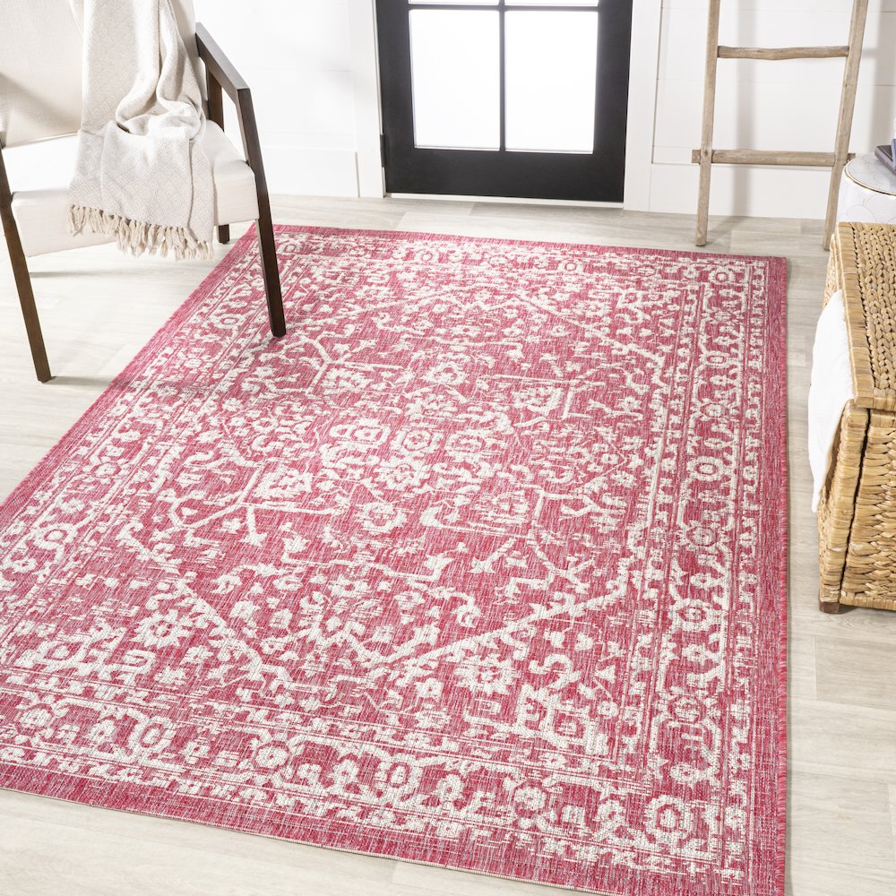 Malta Bohemian Medallion Textured Weave Indoor/Outdoor Area Rug. Picture 2