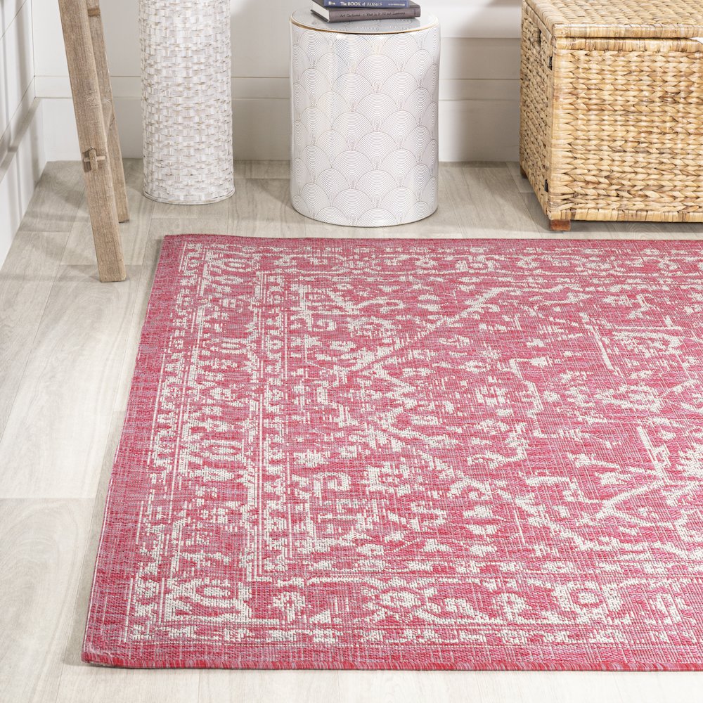 Malta Bohemian Medallion Textured Weave Indoor/Outdoor Area Rug. Picture 3