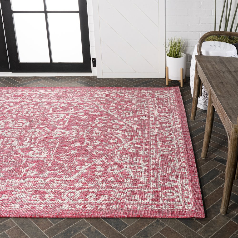 Malta Bohemian Medallion Textured Weave Indoor/Outdoor Area Rug. Picture 7