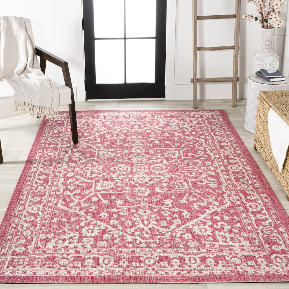 Malta Bohemian Medallion Textured Weave Indoor/Outdoor Area Rug. Picture 4