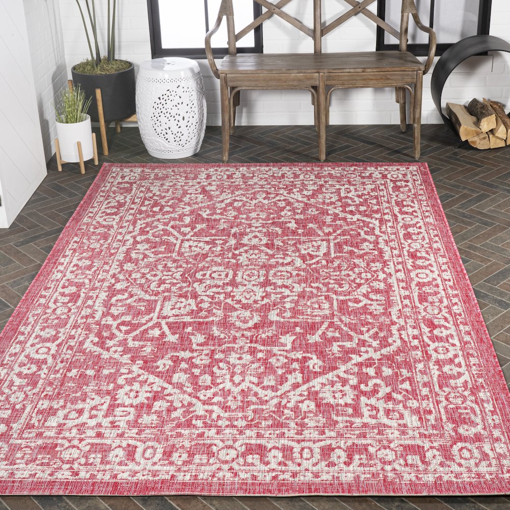 Malta Bohemian Medallion Textured Weave Indoor/Outdoor Area Rug. Picture 8