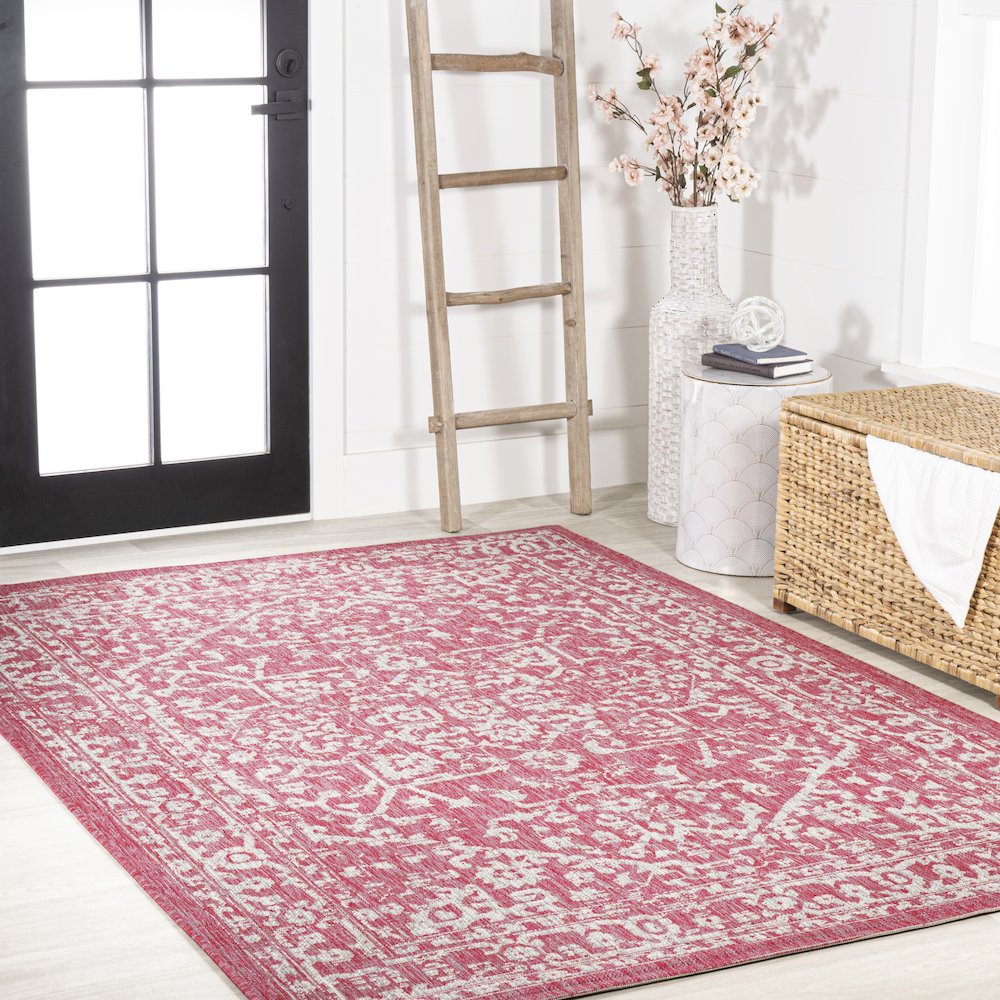 Malta Bohemian Medallion Textured Weave Indoor/Outdoor Area Rug. Picture 5