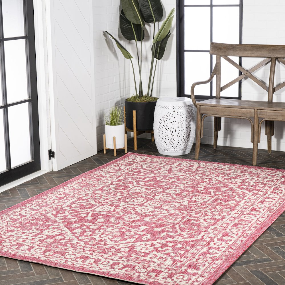 Malta Bohemian Medallion Textured Weave Indoor/Outdoor Area Rug. Picture 9