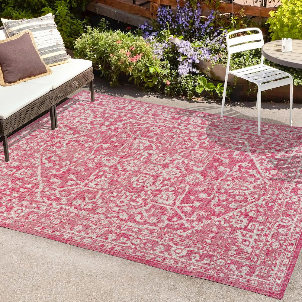 Malta Bohemian Medallion Textured Weave Indoor/Outdoor Area Rug. Picture 6