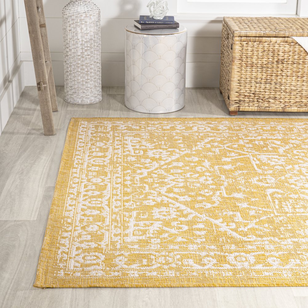 Malta Bohemian Medallion Textured Weave Indoor/Outdoor Area Rug. Picture 3