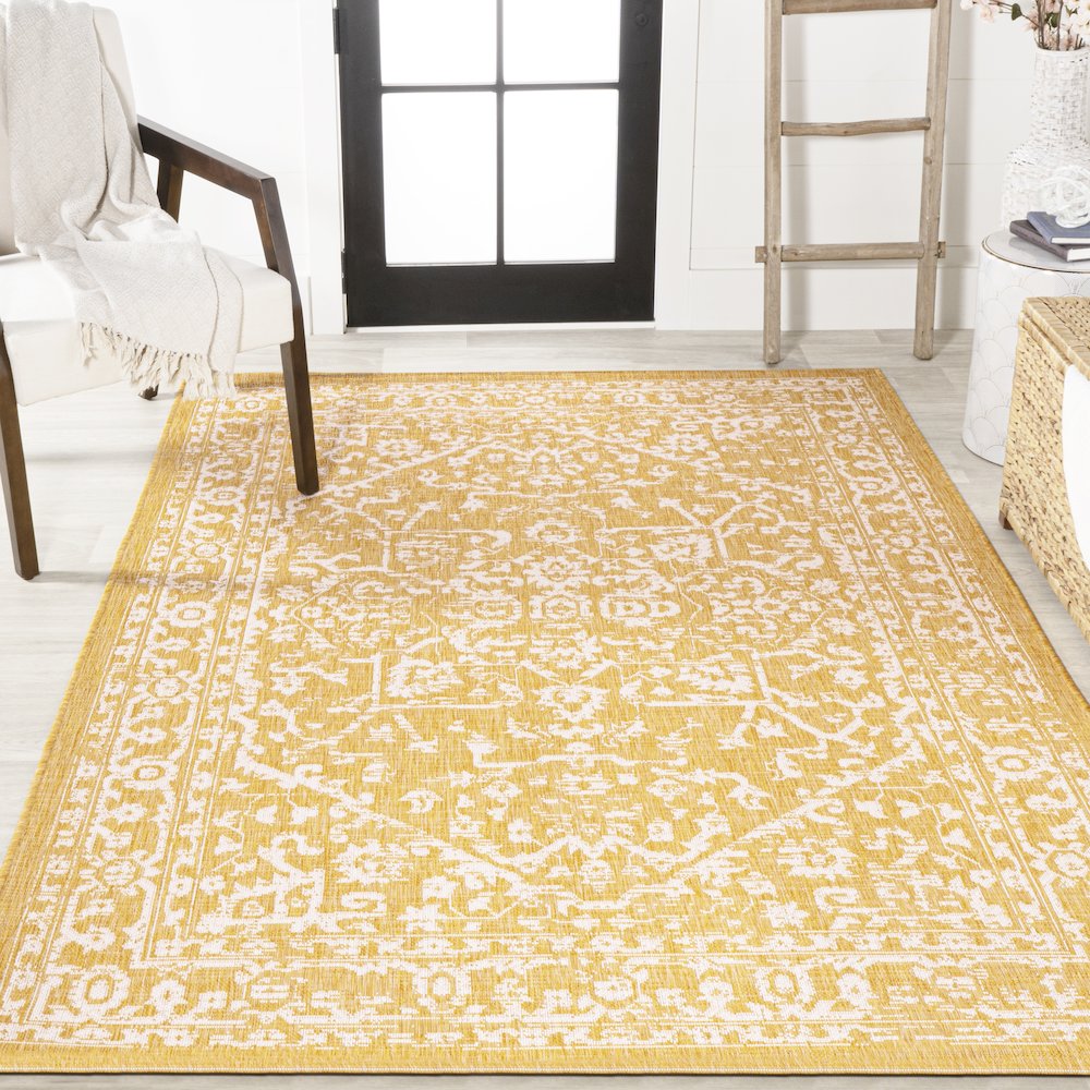 Malta Bohemian Medallion Textured Weave Indoor/Outdoor Area Rug. Picture 4