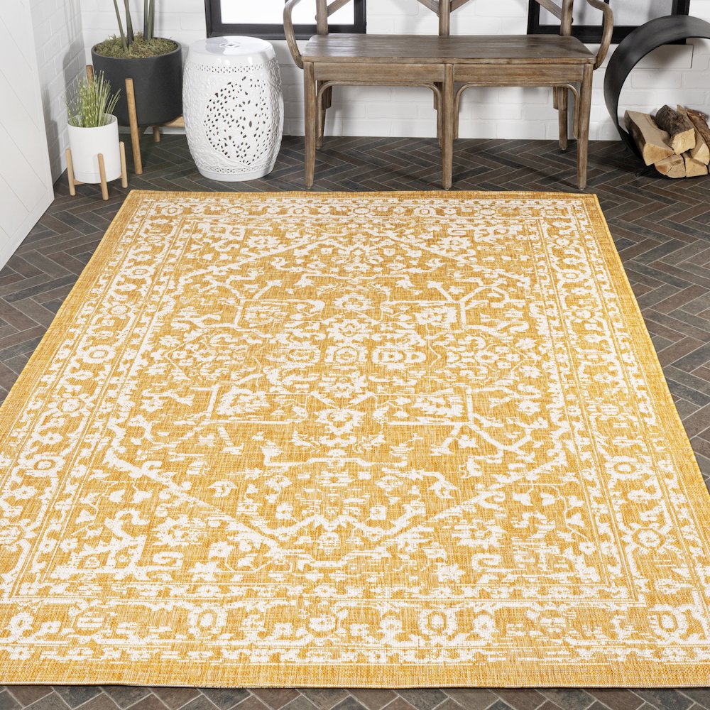Malta Bohemian Medallion Textured Weave Indoor/Outdoor Area Rug. Picture 8