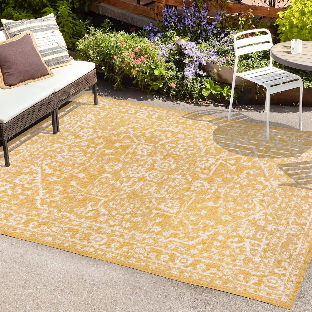 Malta Bohemian Medallion Textured Weave Indoor/Outdoor Area Rug. Picture 6