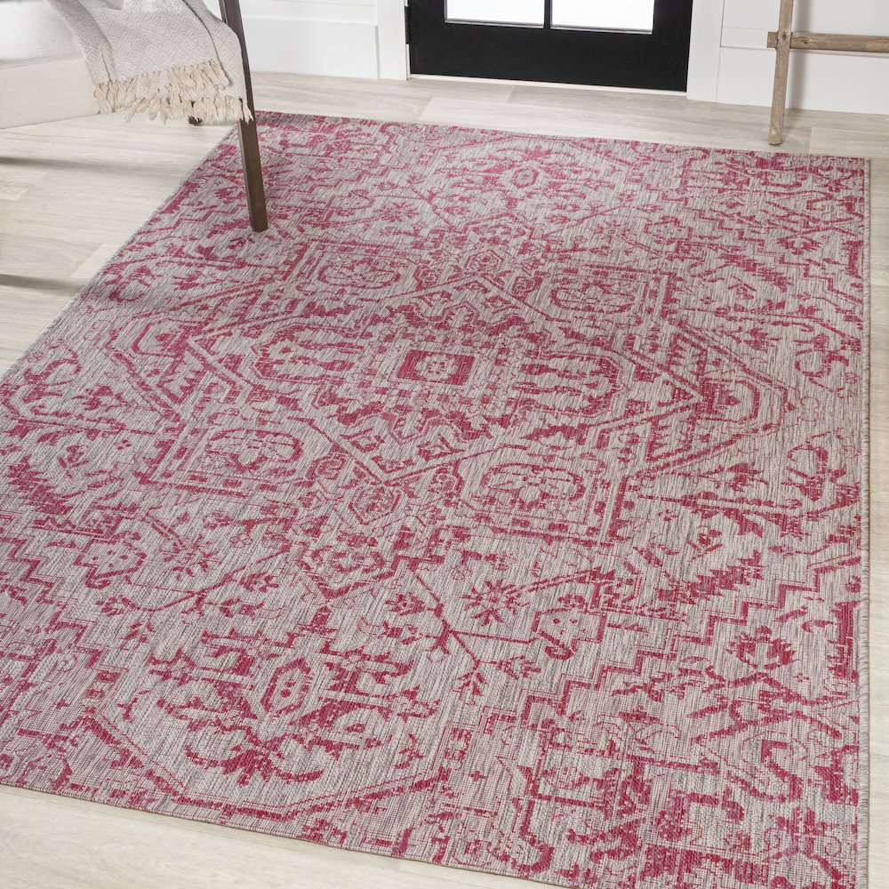 Estrella Bohemian Medallion Textured Weave Indoor/Outdoor Area Rug. Picture 2
