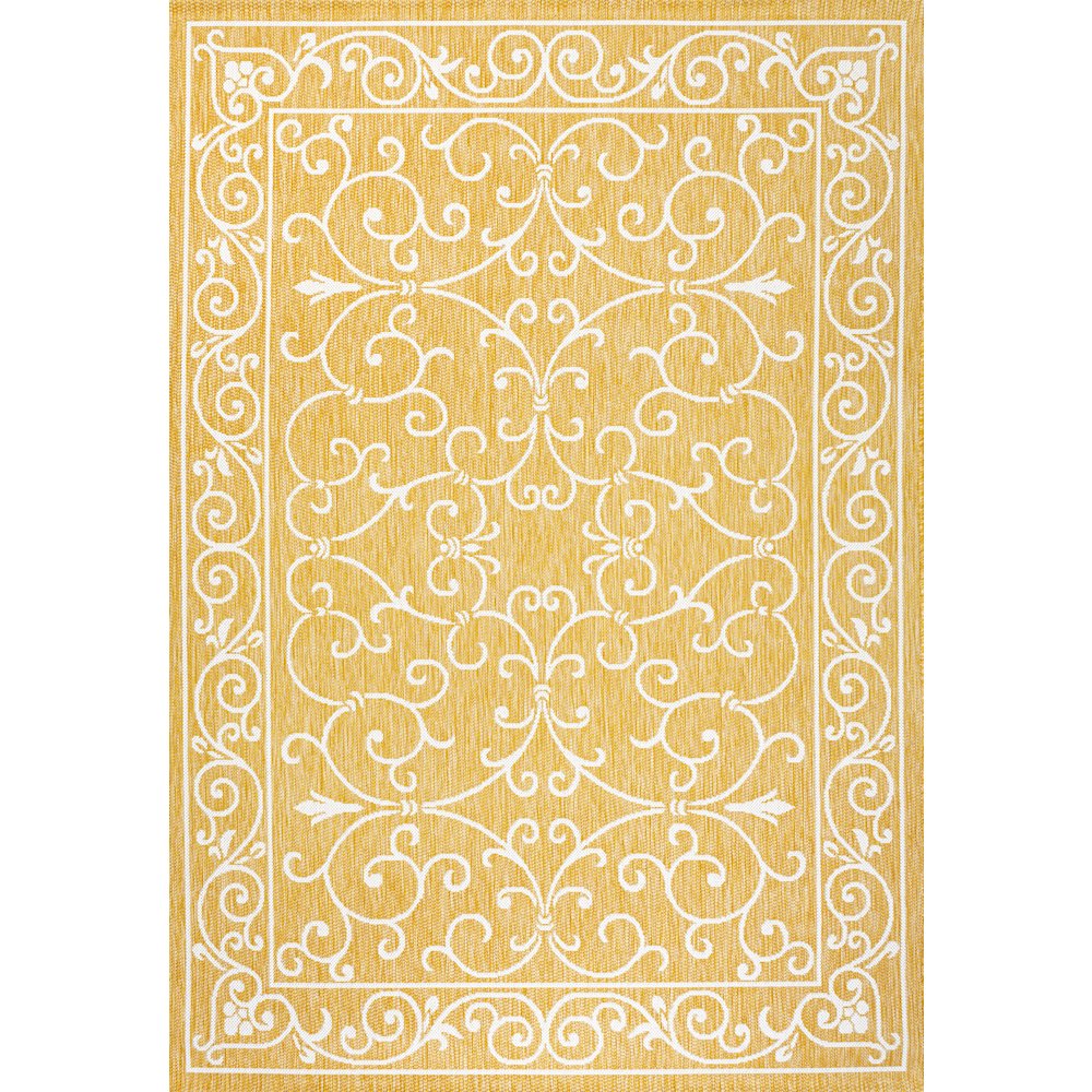 Charleston Vintage Filigree Textured Weave Indoor/Outdoor Area Rug. Picture 1