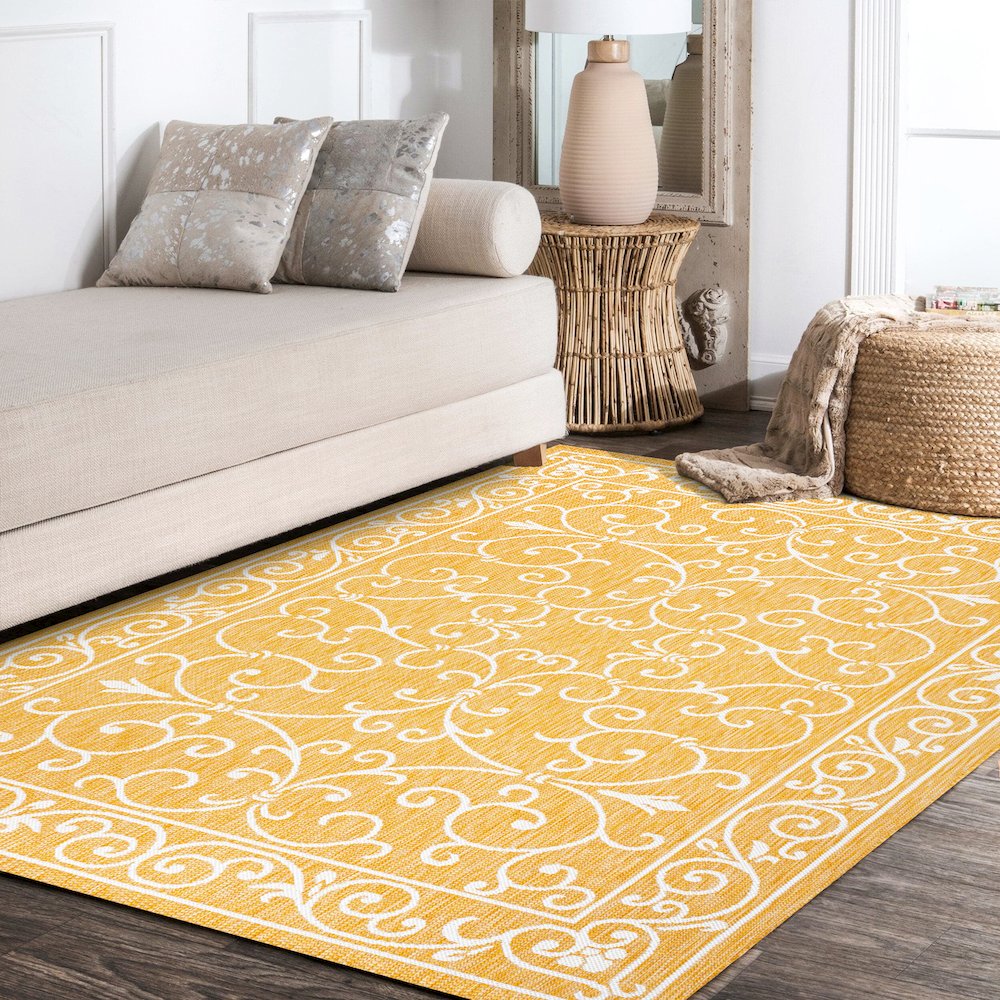 Charleston Vintage Filigree Textured Weave Indoor/Outdoor Area Rug. Picture 14