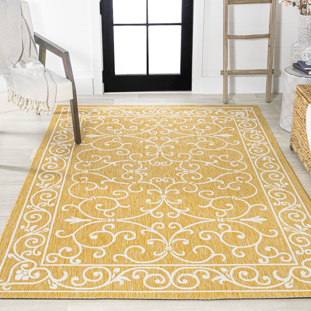 Charleston Vintage Filigree Textured Weave Indoor/Outdoor Area Rug. Picture 4