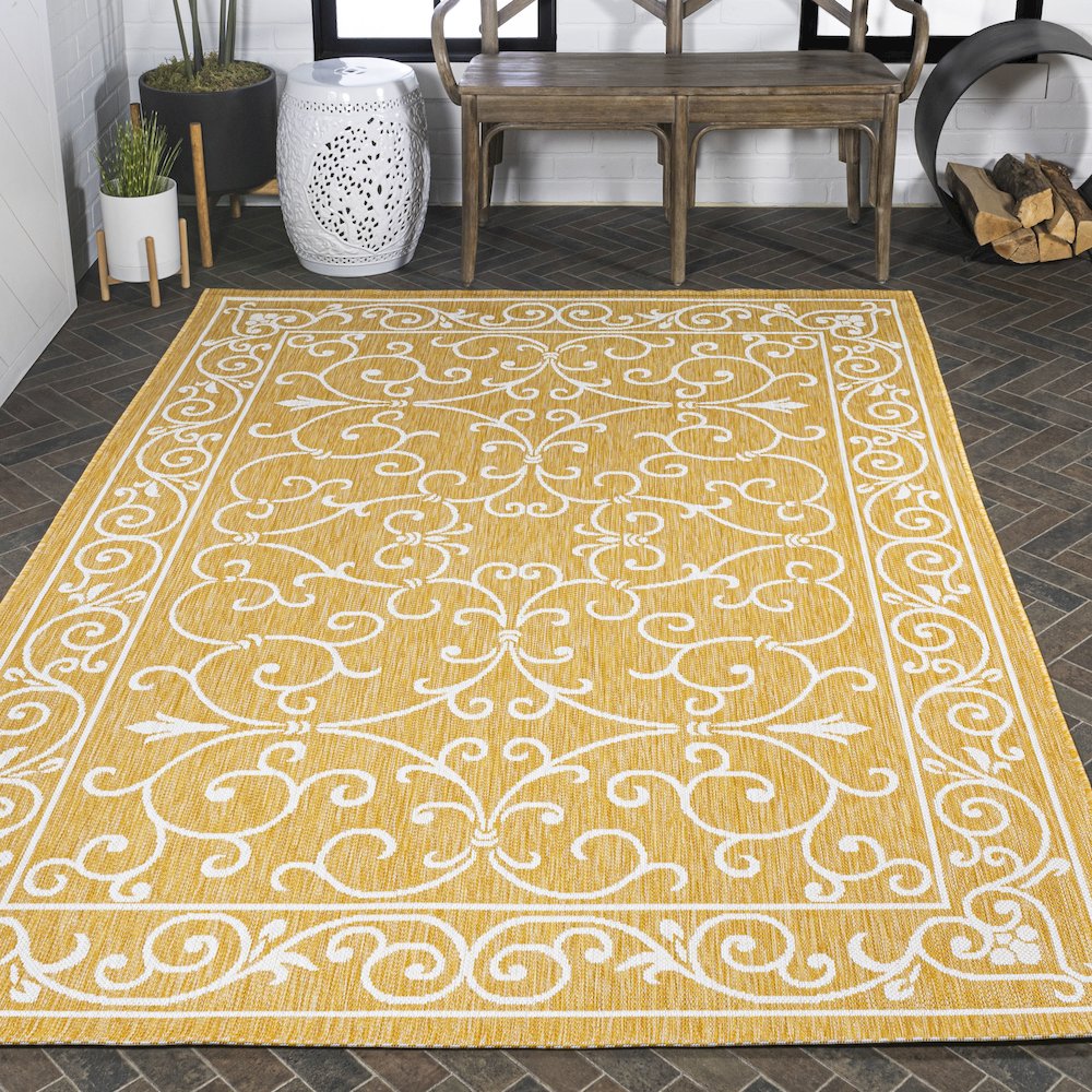 Charleston Vintage Filigree Textured Weave Indoor/Outdoor Area Rug. Picture 8