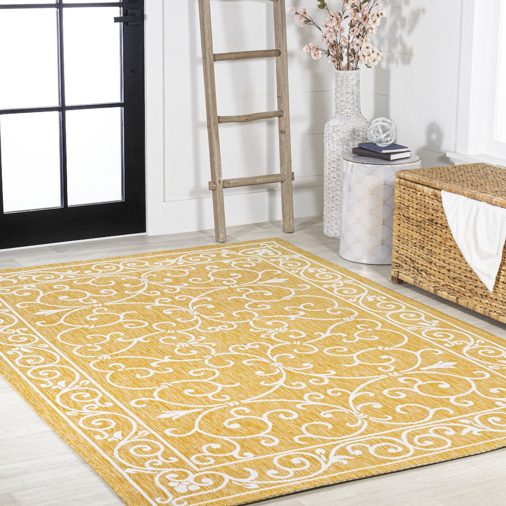 Charleston Vintage Filigree Textured Weave Indoor/Outdoor Area Rug. Picture 5
