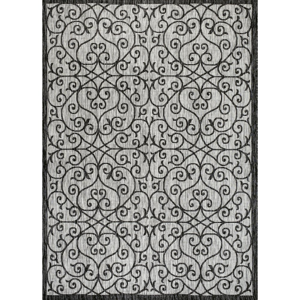 Madrid Vintage Filigree Textured Weave Indoor/Outdoor Area Rug. Picture 1