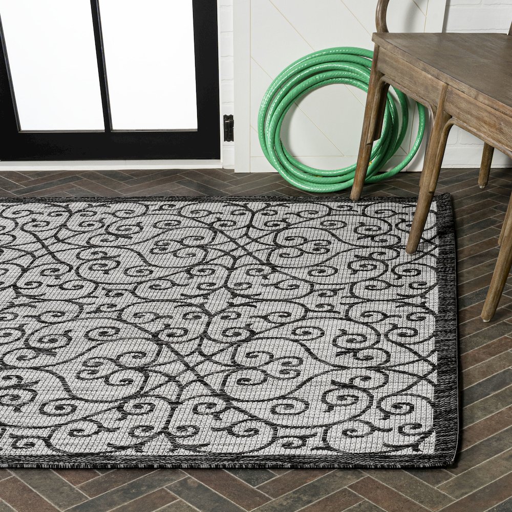 Madrid Vintage Filigree Textured Weave Indoor/Outdoor Area Rug. Picture 7
