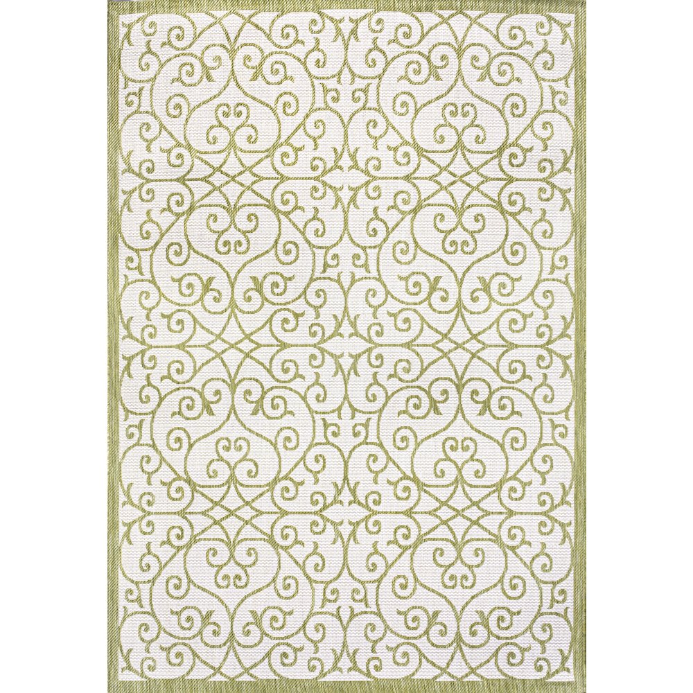 Madrid Vintage Filigree Textured Weave Indoor/Outdoor Area Rug. Picture 1