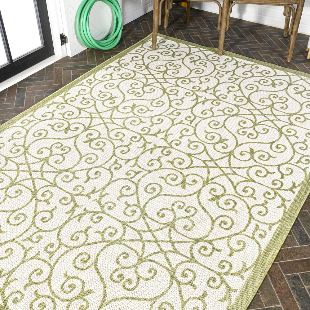 Madrid Vintage Filigree Textured Weave Indoor/Outdoor Area Rug. Picture 8