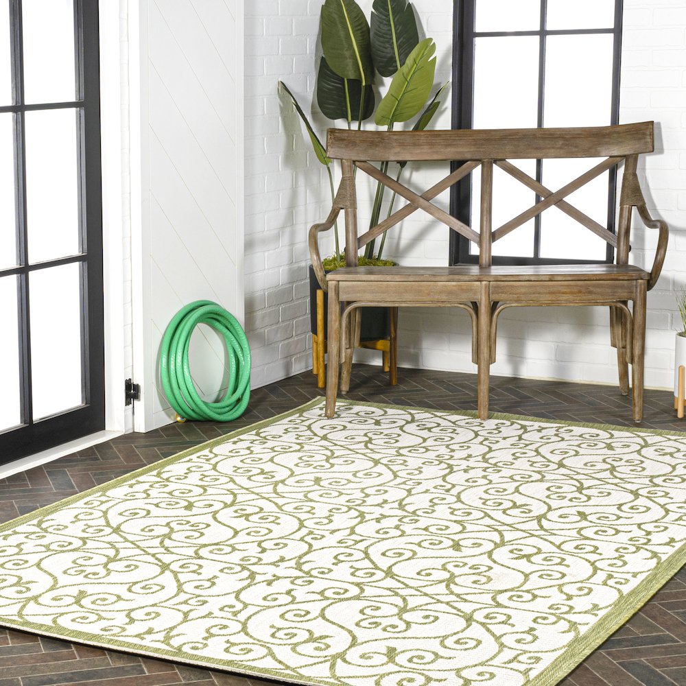 Madrid Vintage Filigree Textured Weave Indoor/Outdoor Area Rug. Picture 9