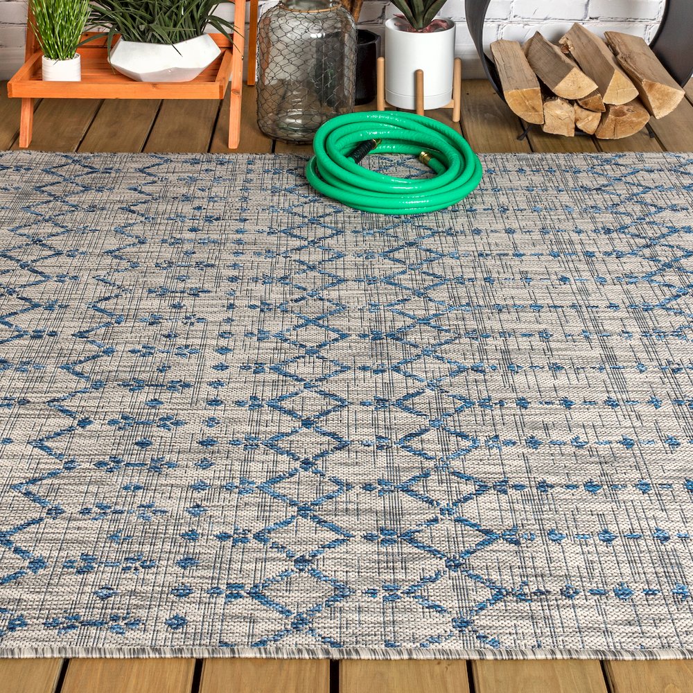Ourika Moroccan Geometric Textured Weave Indoor/Outdoor Area Rug. Picture 4
