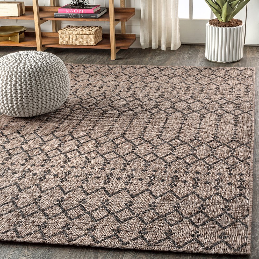Ourika Moroccan Geometric Textured Weave Indoor/Outdoor Area Rug. Picture 3
