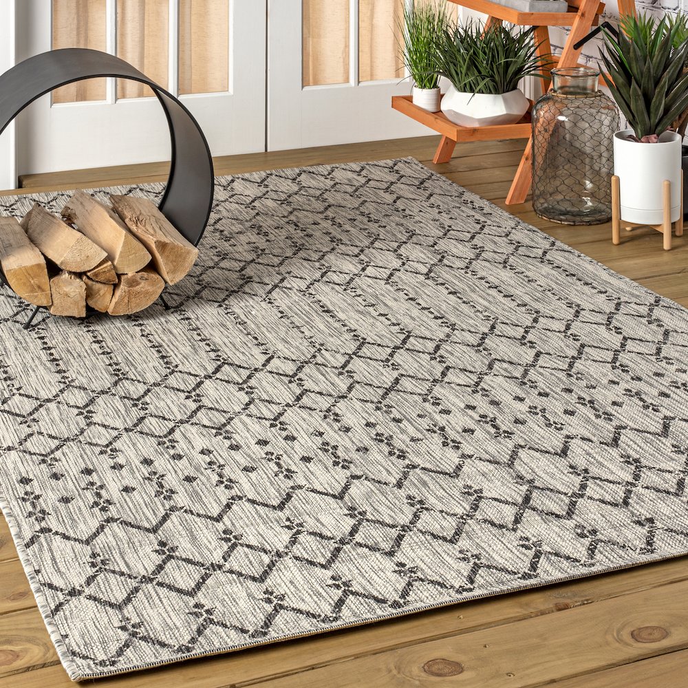 Ourika Moroccan Geometric Textured Weave Indoor/Outdoor Area Rug. Picture 2