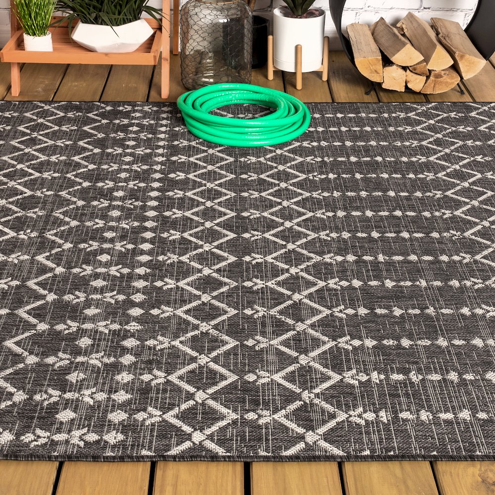 Ourika Moroccan Geometric Textured Weave Indoor/Outdoor Area Rug. Picture 4