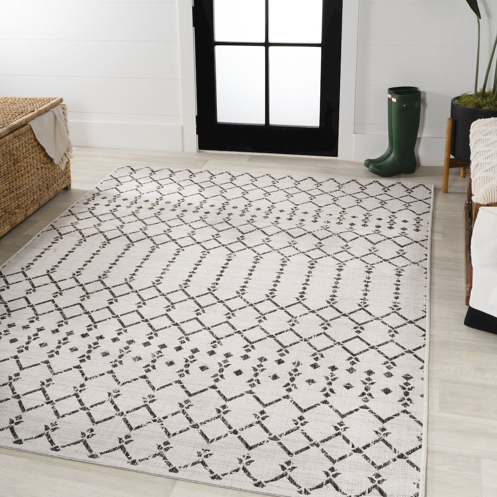 Ourika Moroccan Geometric Textured Weave Indoor/Outdoor Area Rug. Picture 2