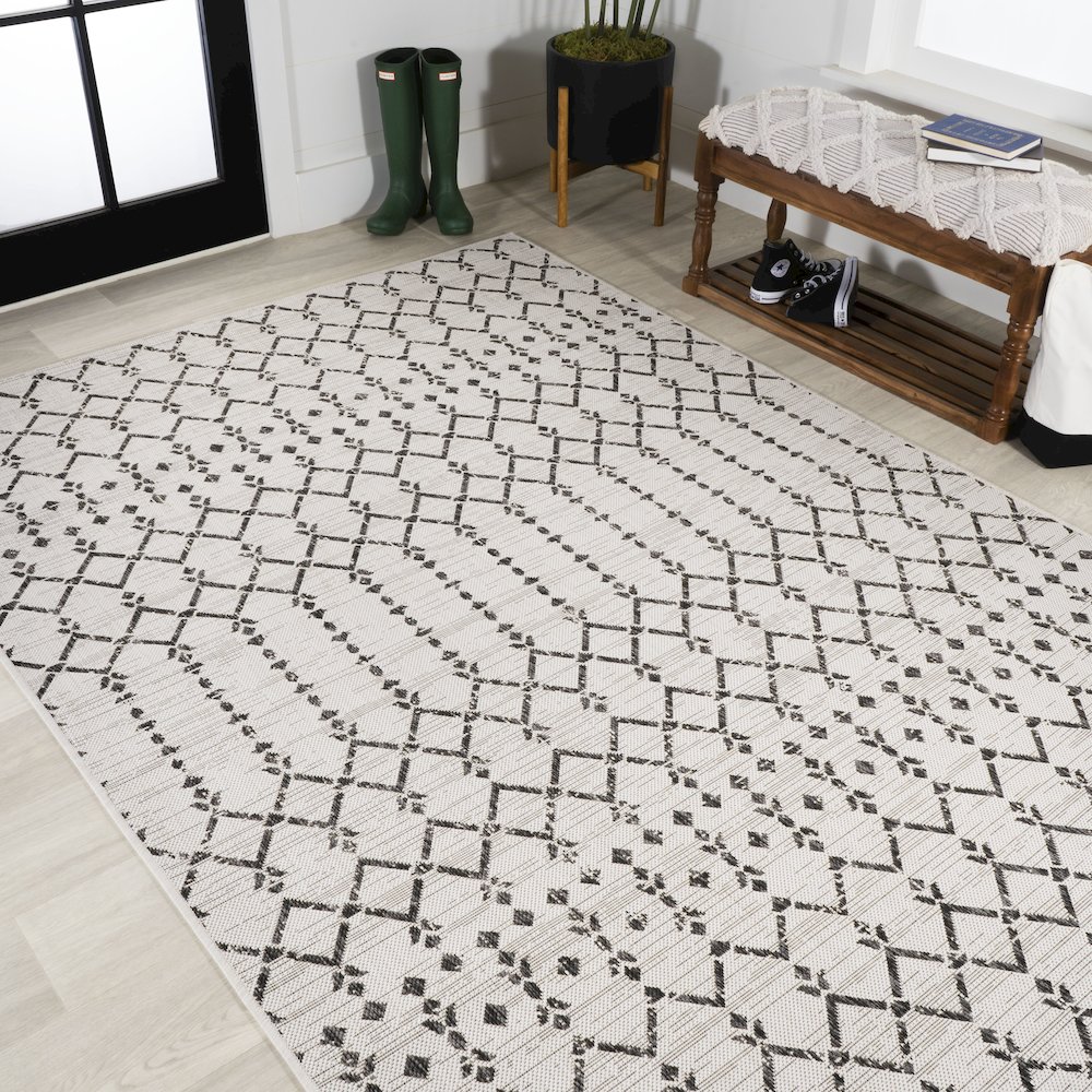 Ourika Moroccan Geometric Textured Weave Indoor/Outdoor Area Rug. Picture 4