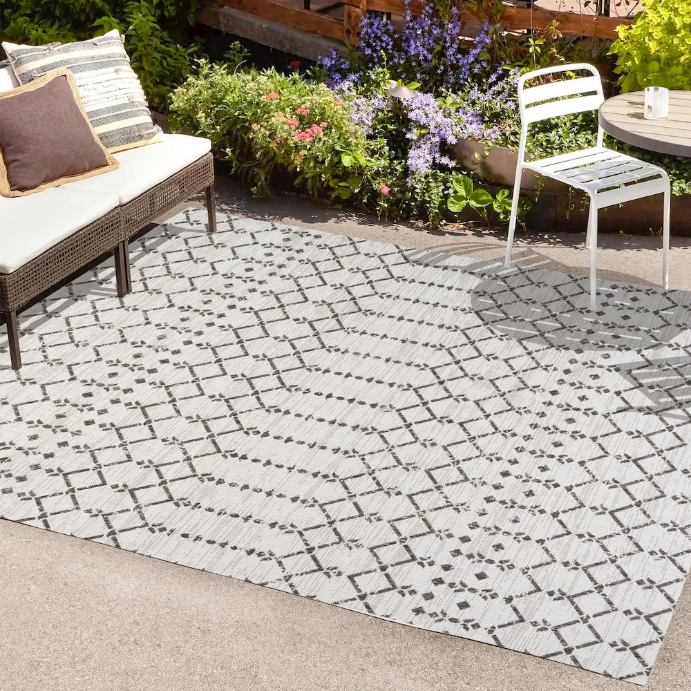 Ourika Moroccan Geometric Textured Weave Indoor/Outdoor Area Rug. Picture 6