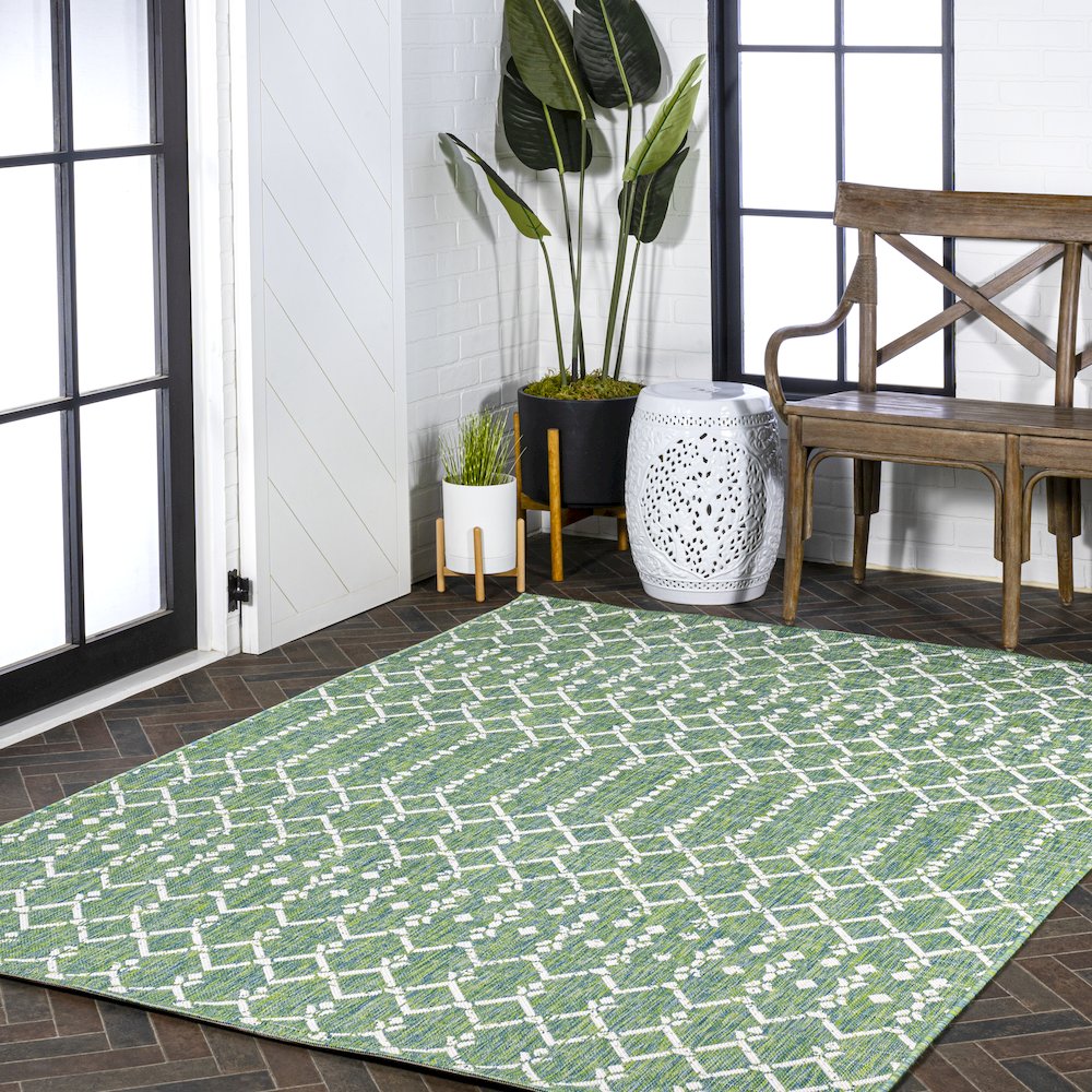 Ourika Moroccan Geometric Textured Weave Indoor/Outdoor Area Rug. Picture 9