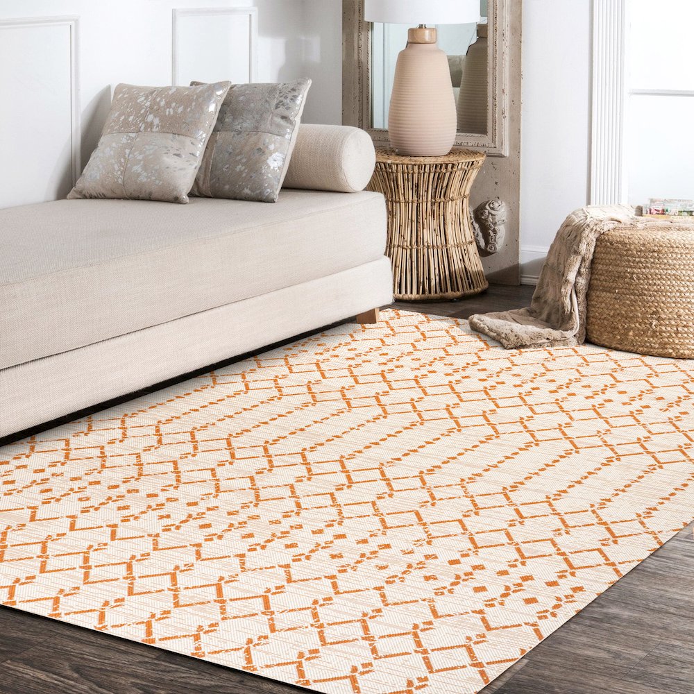 Ourika Moroccan Geometric Textured Weave Indoor/Outdoor Area Rug. Picture 14