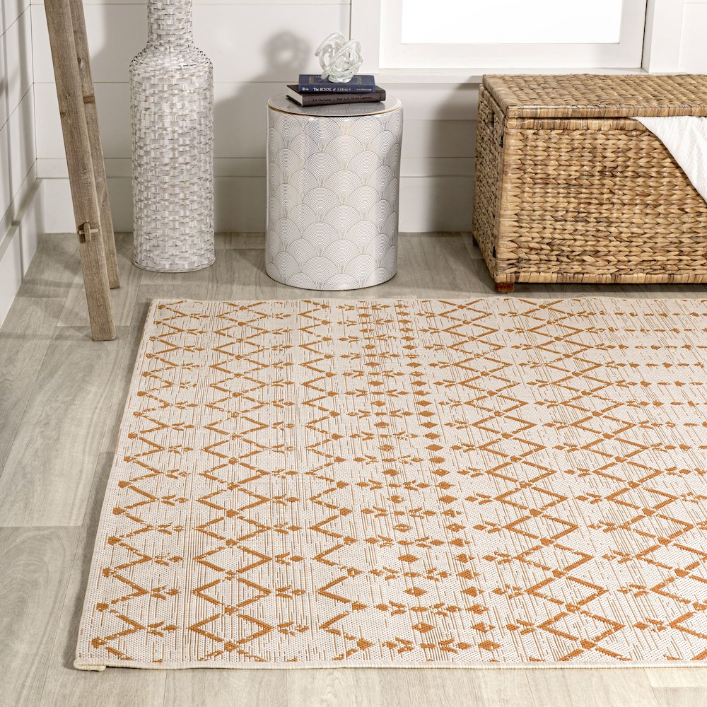 Ourika Moroccan Geometric Textured Weave Indoor/Outdoor Area Rug. Picture 3