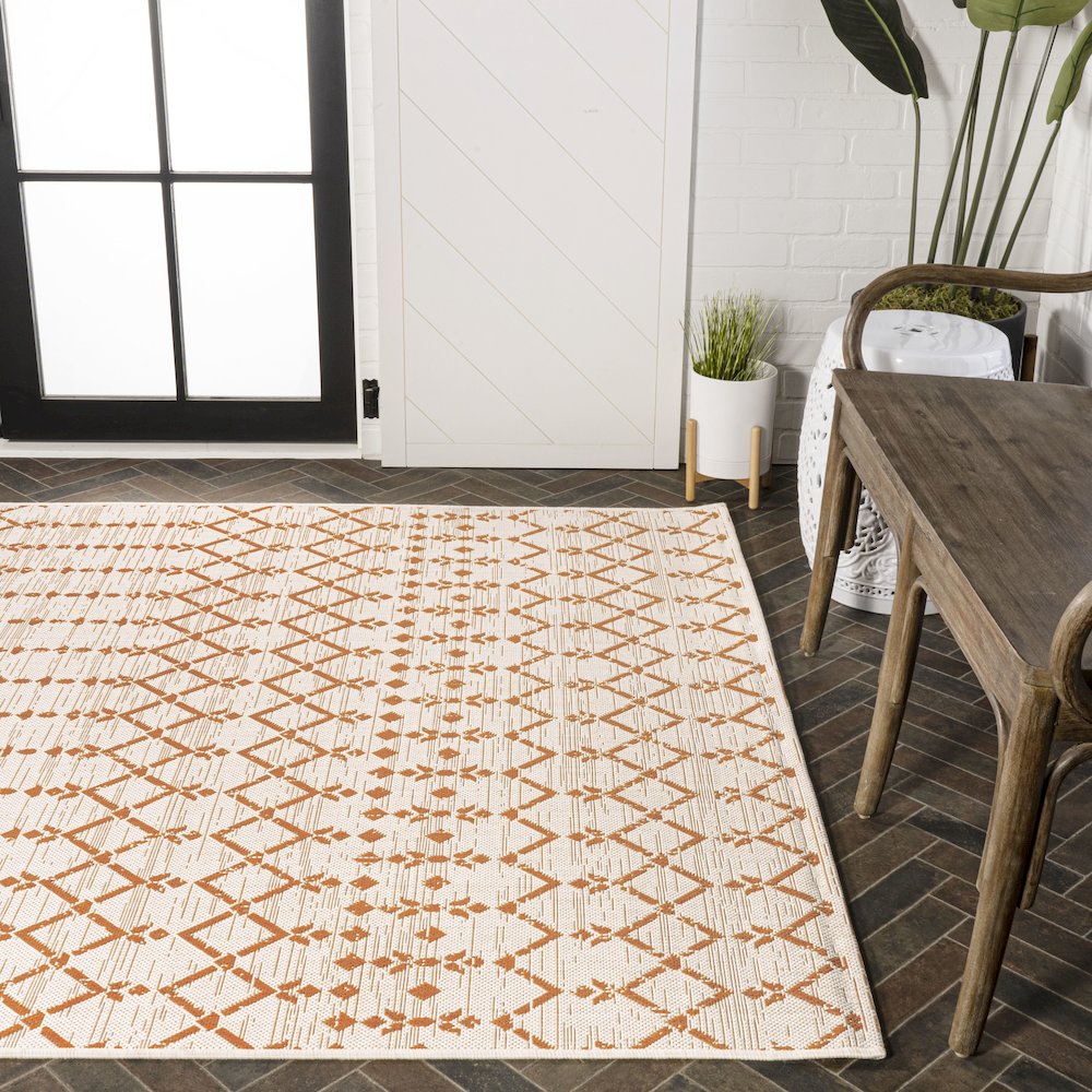 Ourika Moroccan Geometric Textured Weave Indoor/Outdoor Area Rug. Picture 7