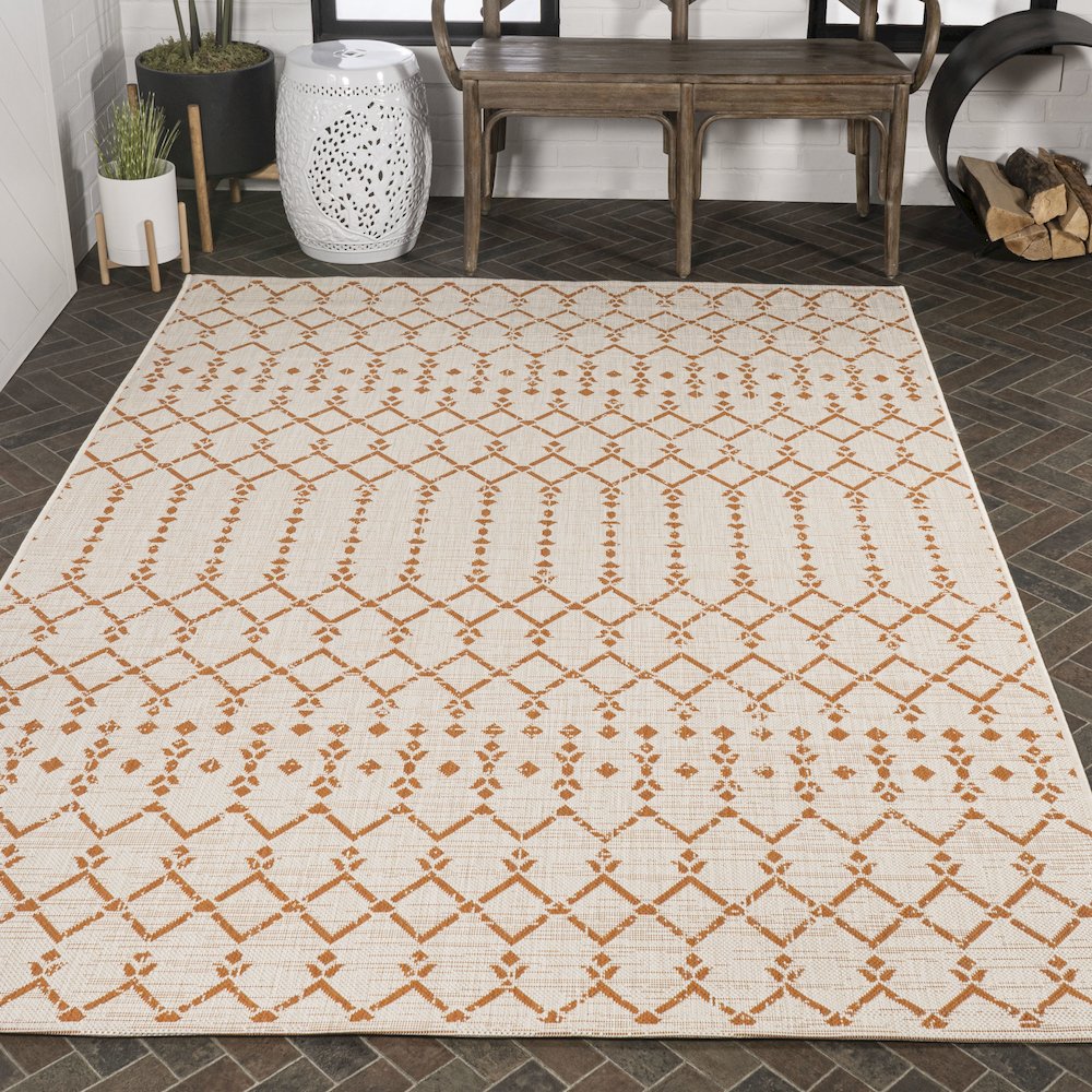 Ourika Moroccan Geometric Textured Weave Indoor/Outdoor Area Rug. Picture 8