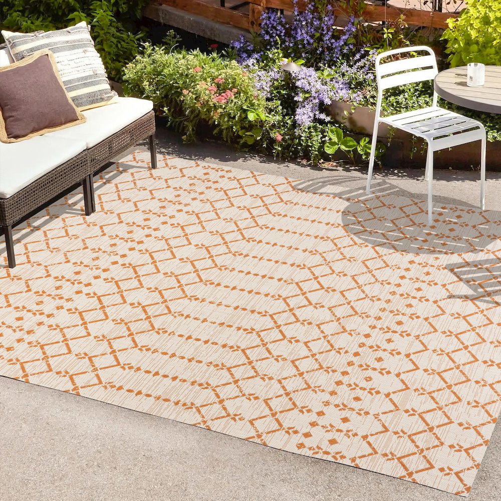 Ourika Moroccan Geometric Textured Weave Indoor/Outdoor Area Rug. Picture 6