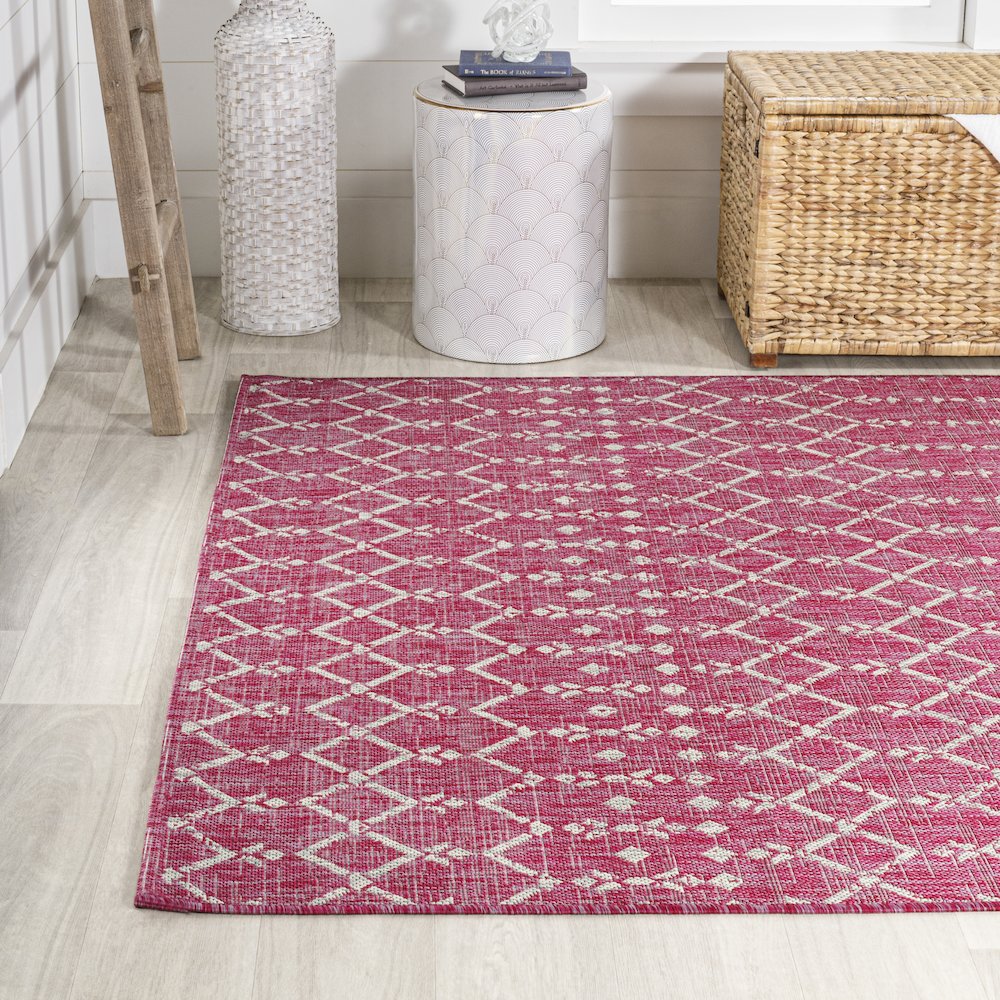 Ourika Moroccan Geometric Textured Weave Indoor/Outdoor Area Rug. Picture 3