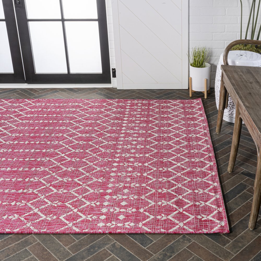 Ourika Moroccan Geometric Textured Weave Indoor/Outdoor Area Rug. Picture 7