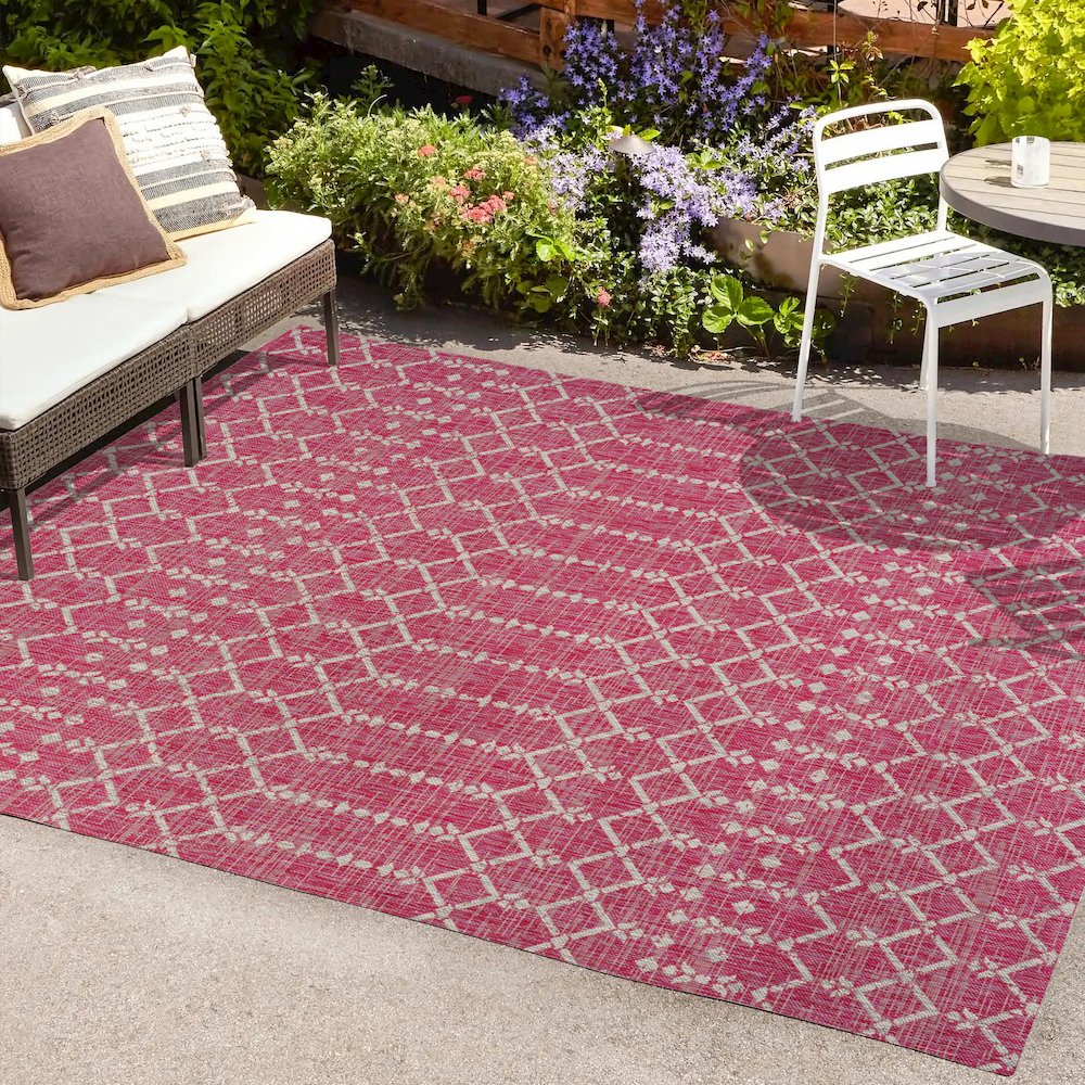 Ourika Moroccan Geometric Textured Weave Indoor/Outdoor Area Rug. Picture 6