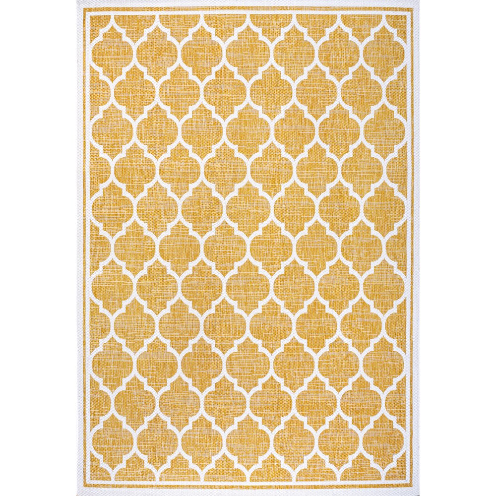 Trebol Moroccan Trellis Textured Weave Indoor/Outdoor Area Rug. Picture 1