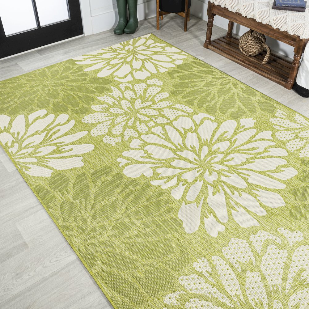 Zinnia Modern Floral Textured Weave Indoor/Outdoor Area Rug. Picture 4