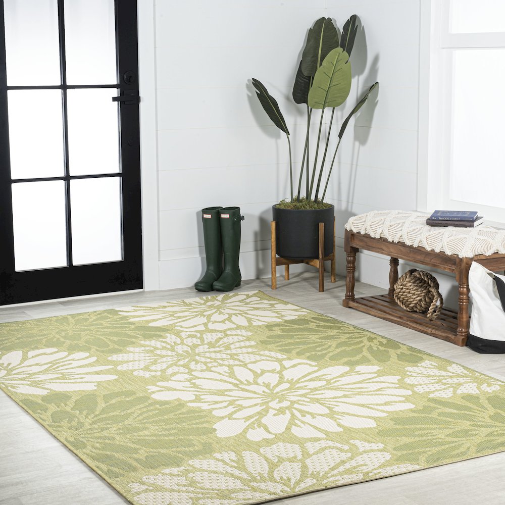 Zinnia Modern Floral Textured Weave Indoor/Outdoor Area Rug. Picture 5