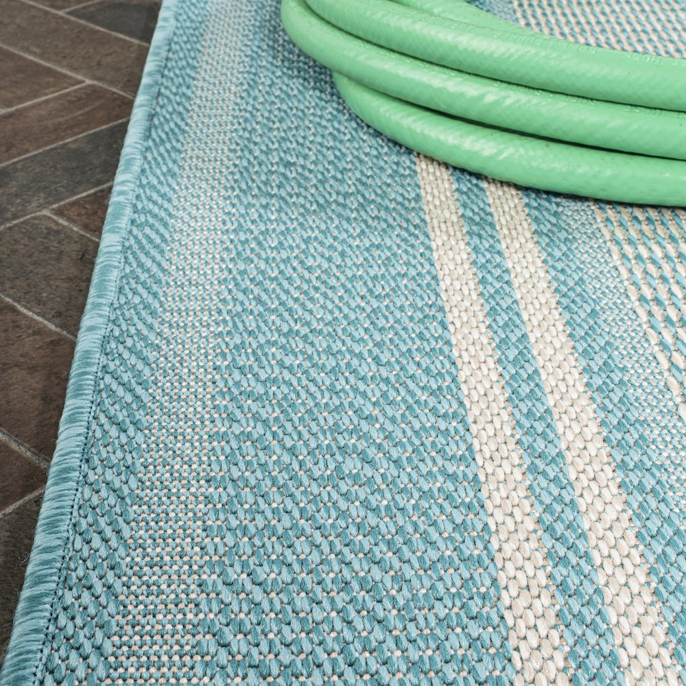 Haynes Modern Double Stripe Indoor/Outdoor Area Rug. Picture 12