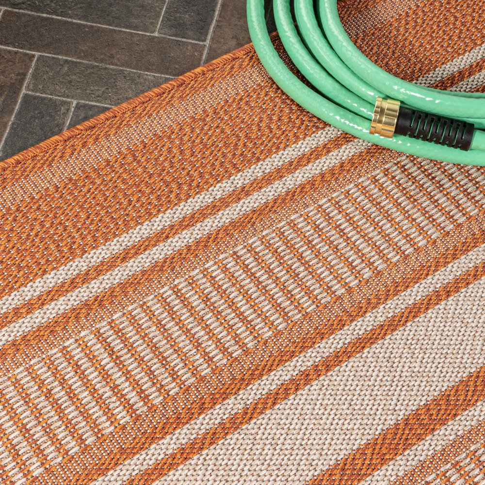 Haynes Modern Double Stripe Indoor/Outdoor Area Rug. Picture 11