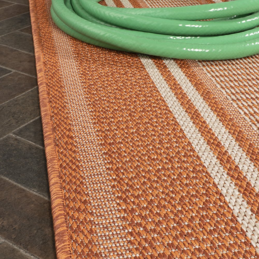 Haynes Modern Double Stripe Indoor/Outdoor Area Rug. Picture 12
